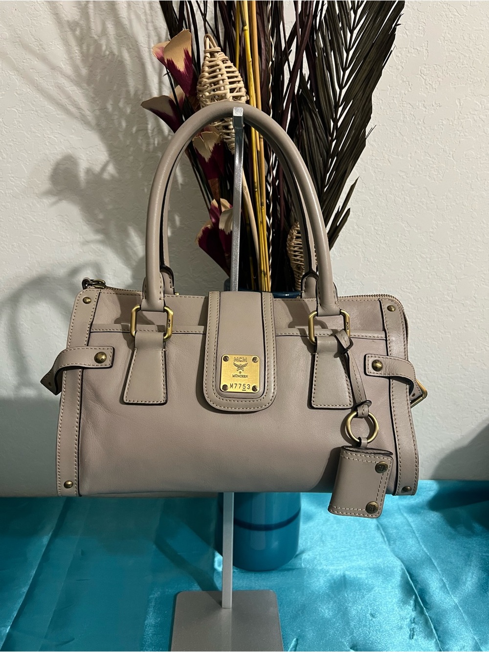 MCM Leather Satchel with Gold Accents. COA -Certificate of Authenticity included